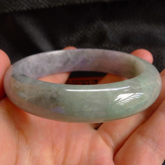 100% natural untreated jade jadeite bangle bracelet light green hand carved 59mm - Picture 5 of 12